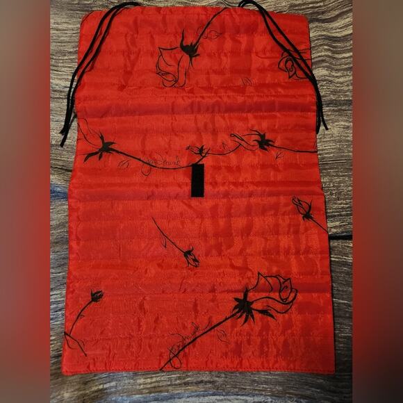 Vintage Mink Co. Red Floral Roll Up Jewelry Organizer Travel - Picture 11 of 14